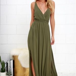 Lulus Lost In Paradise Olive Green Maxi Dress